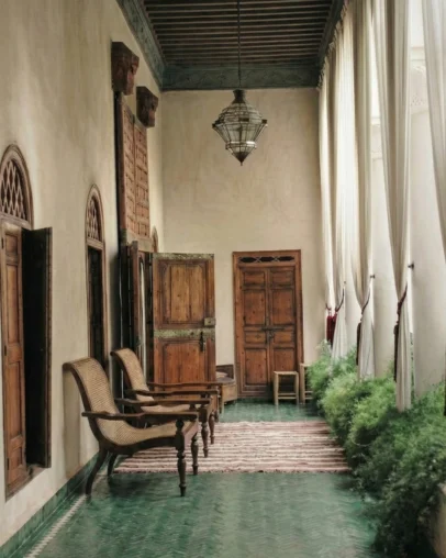 quiet luxury european interior cane wood