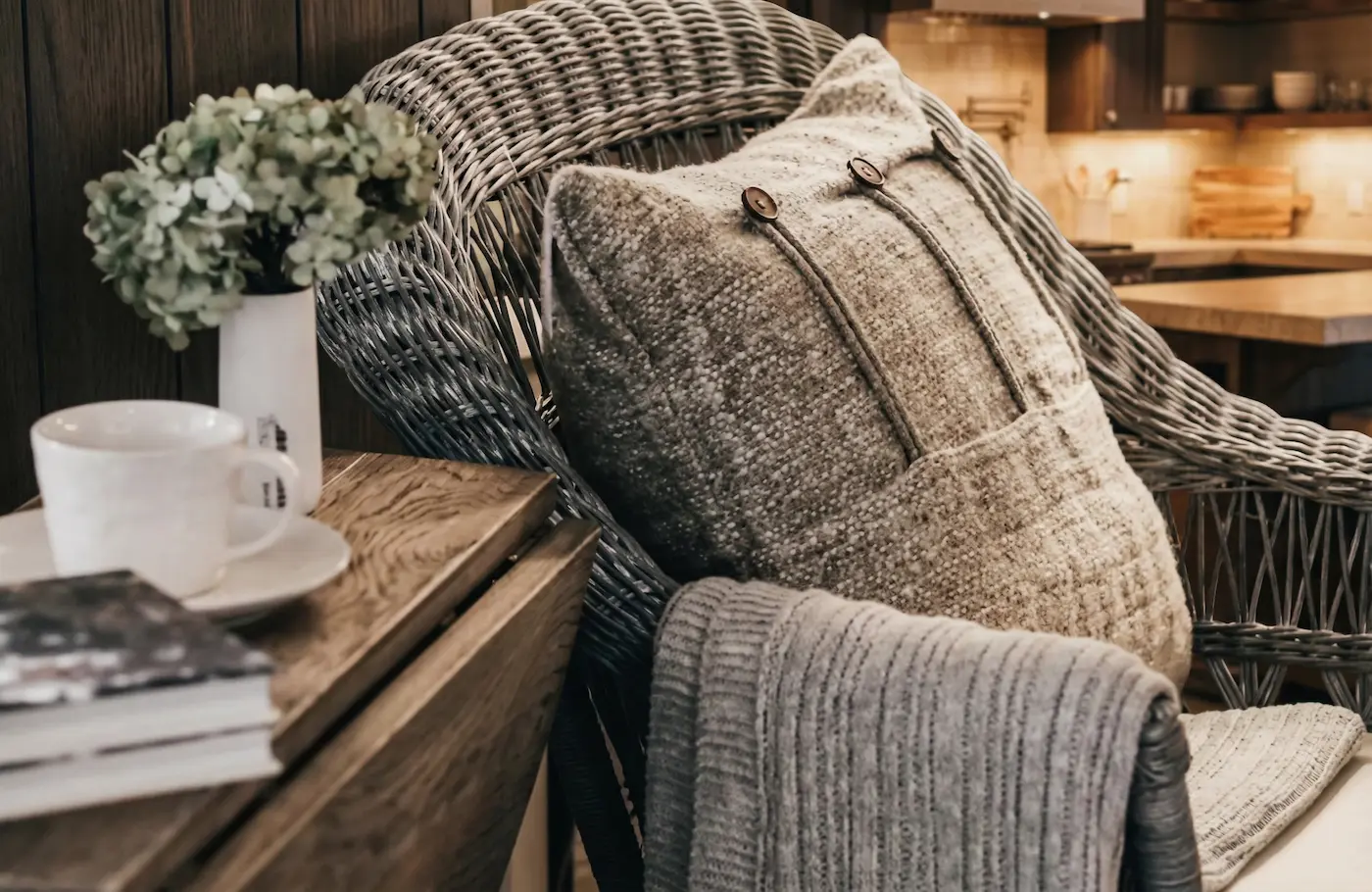 Detail shot of hand-carved wood furniture showing texture and craftsmanship