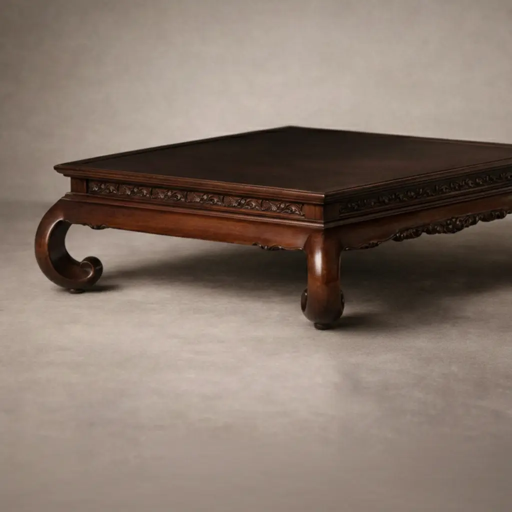 Ashbourne Low Table in solid mahogany, overall view