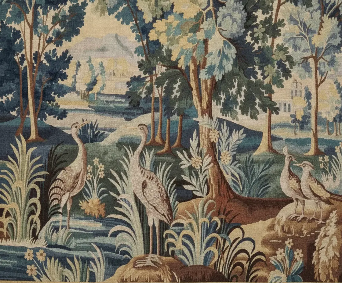 Verdure aux Oiseaux Handwoven Tapestry - Image 3