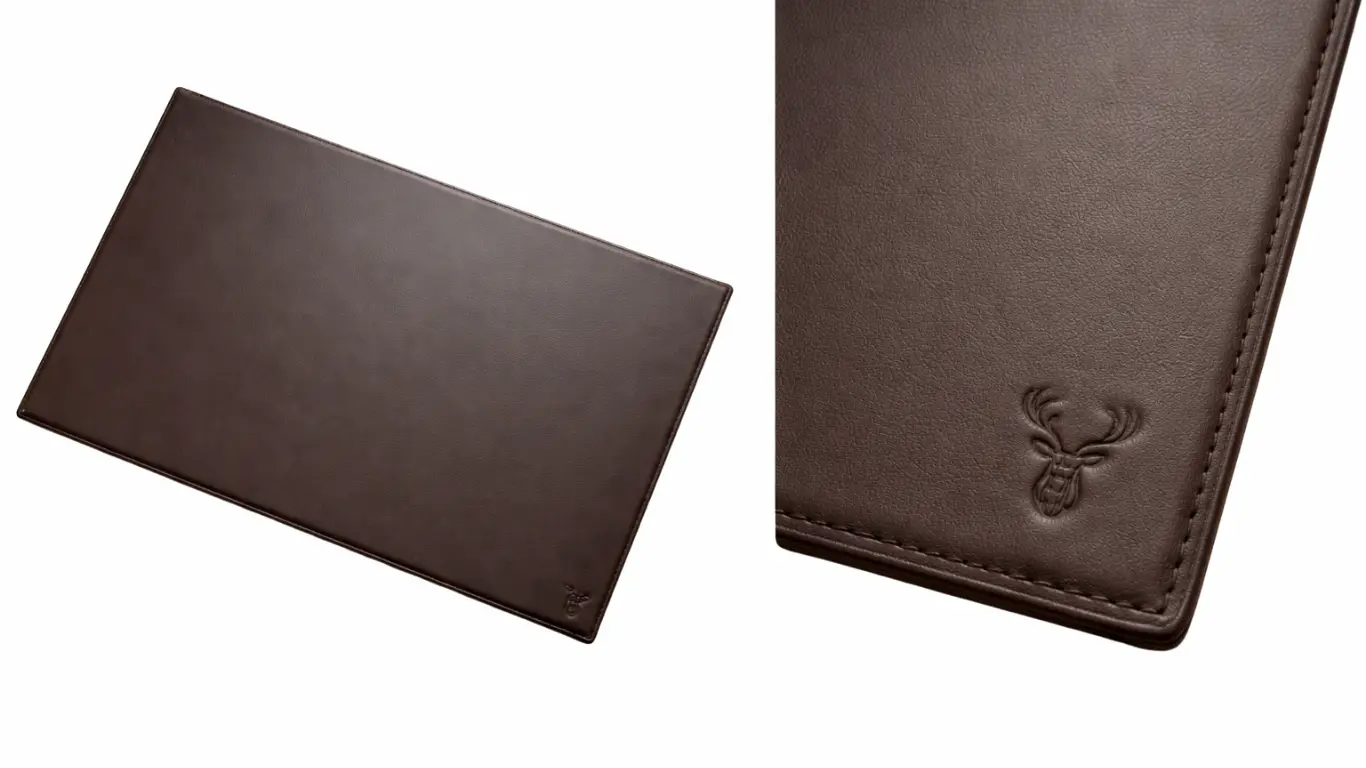 Ashbourne leather desk blotter in saddle-toned leather