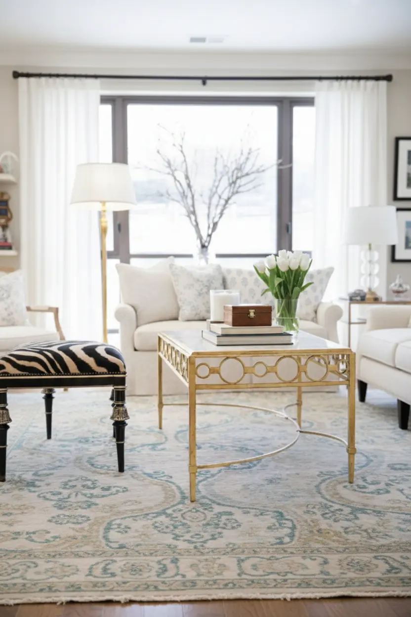 Luxury furniture composition in Saratoga showroom — proportion, palette, and architectural restraint by Reeva Sethi Home