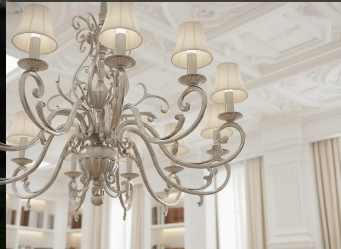 Chandelier detail — lighting as atmosphere and presence, not utility — Reeva Sethi Home