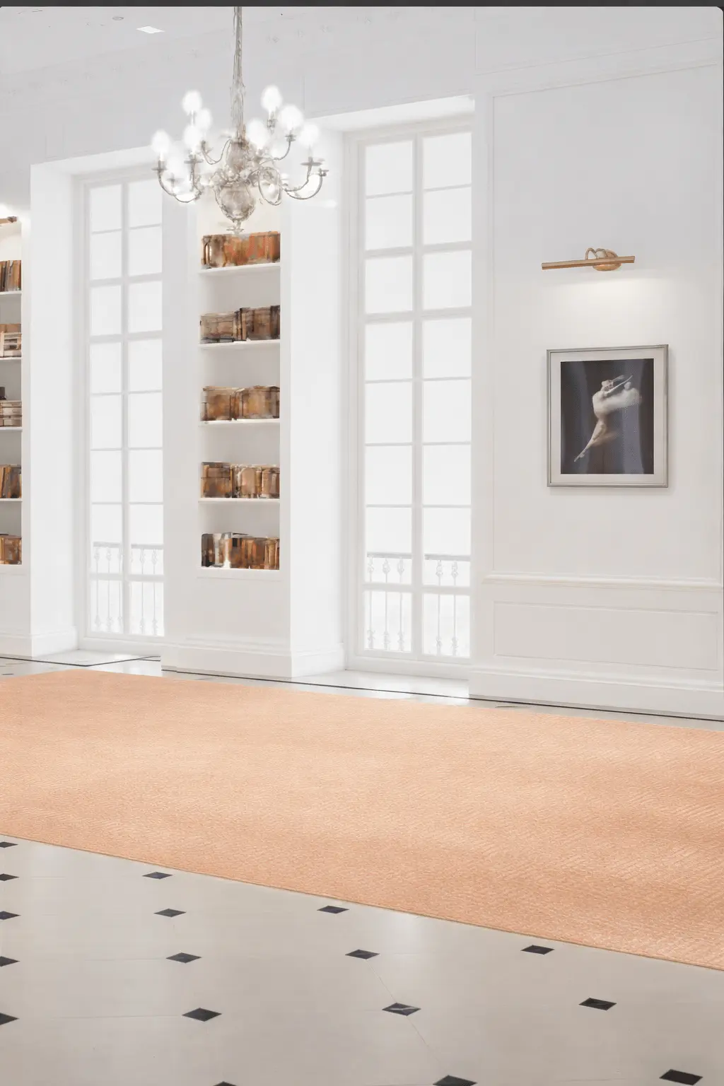 Artwork above a handwoven rug — the relationship between art chosen first and the room arranged in response — Reeva Sethi Home