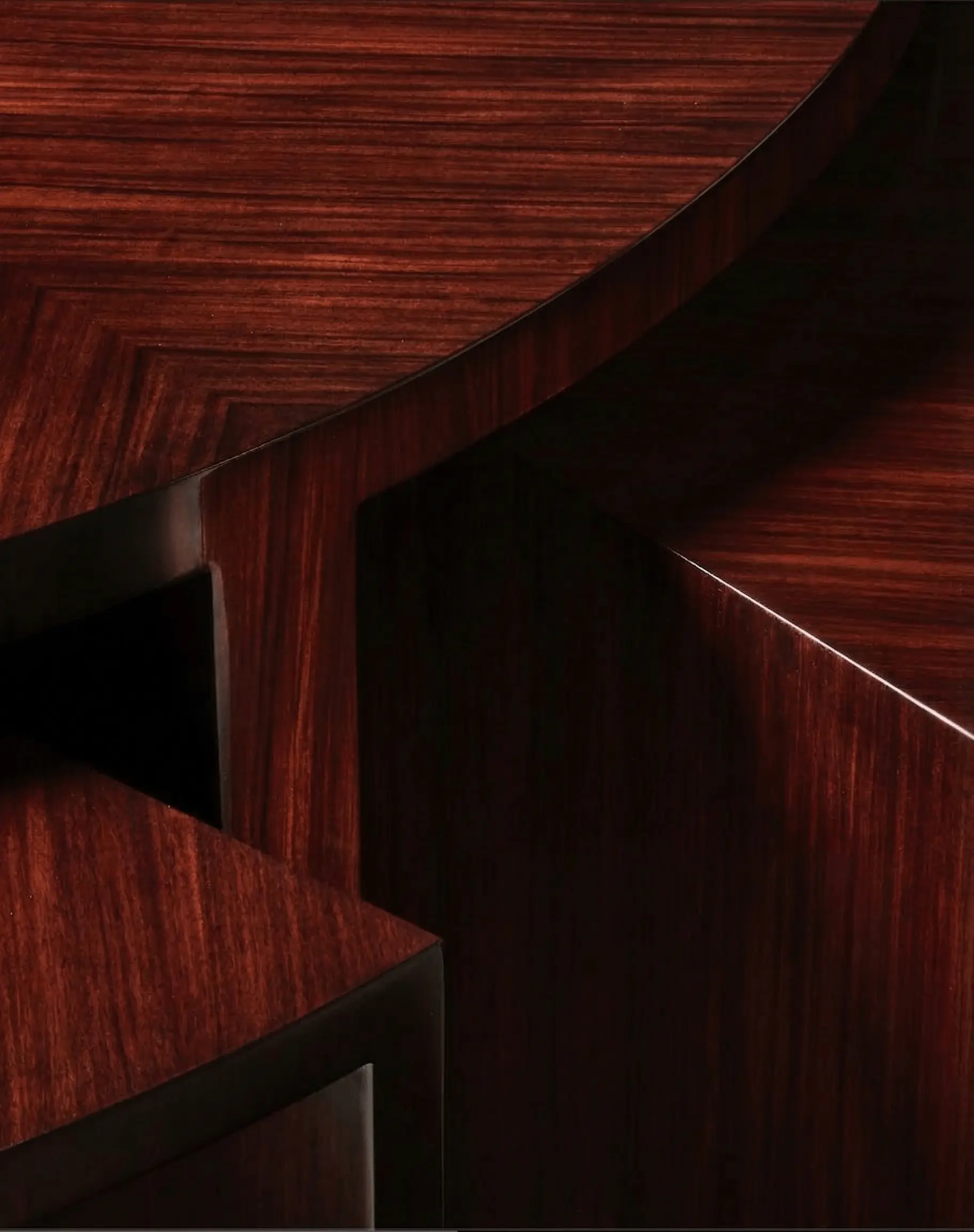 Dark wood grain macro — ribbon figure and chatoyance