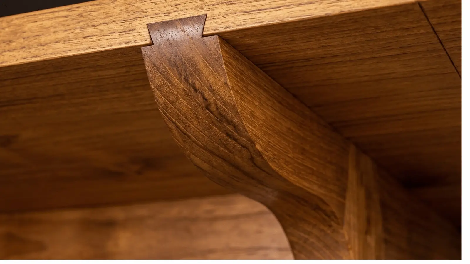 Mortise-and-tenon joinery showing a fitted tenon seated into the mortise in solid wood