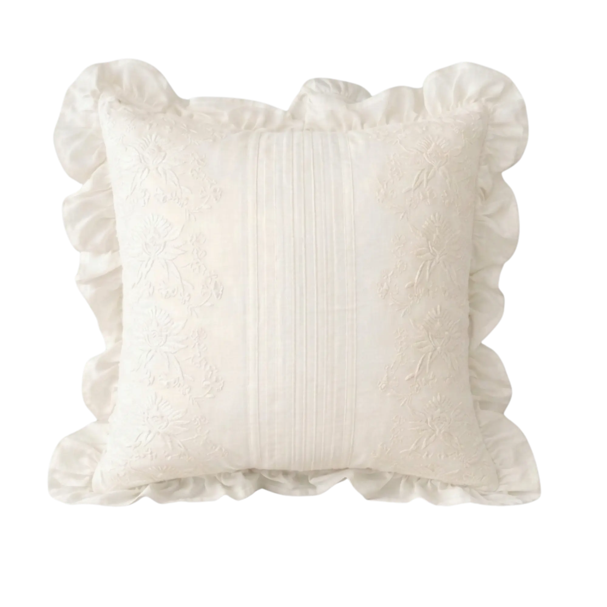 Fleurette Embroidered Throw Pillow