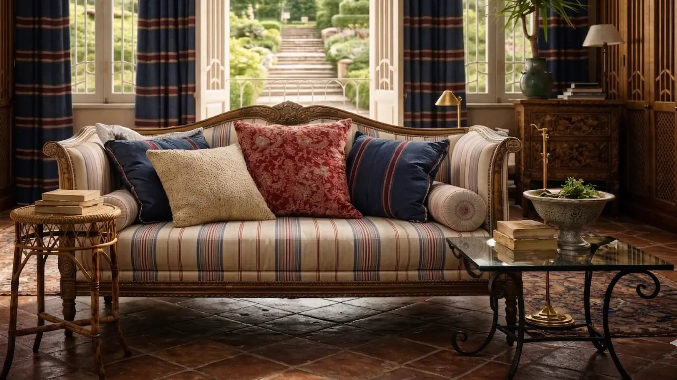 Layered interior showing why furniture does not need to match — Reeva Sethi Home Saratoga