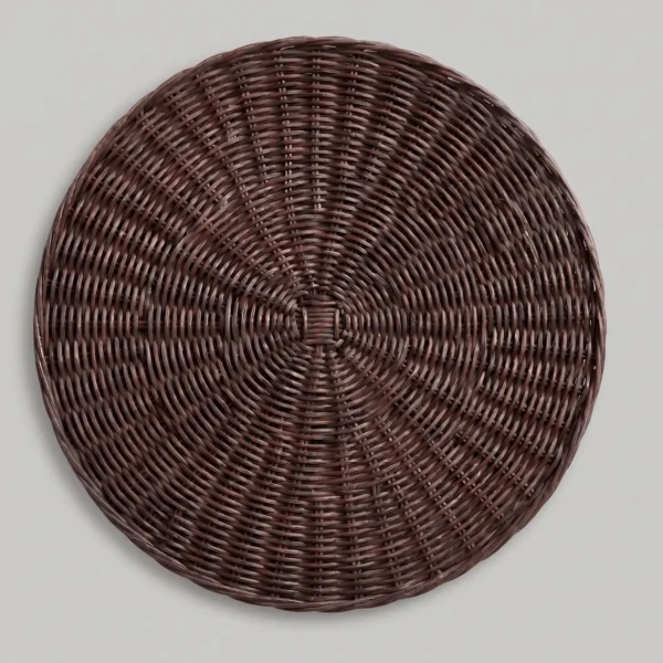 Montecito Round Rattan Placemat in dark brown handwoven rattan