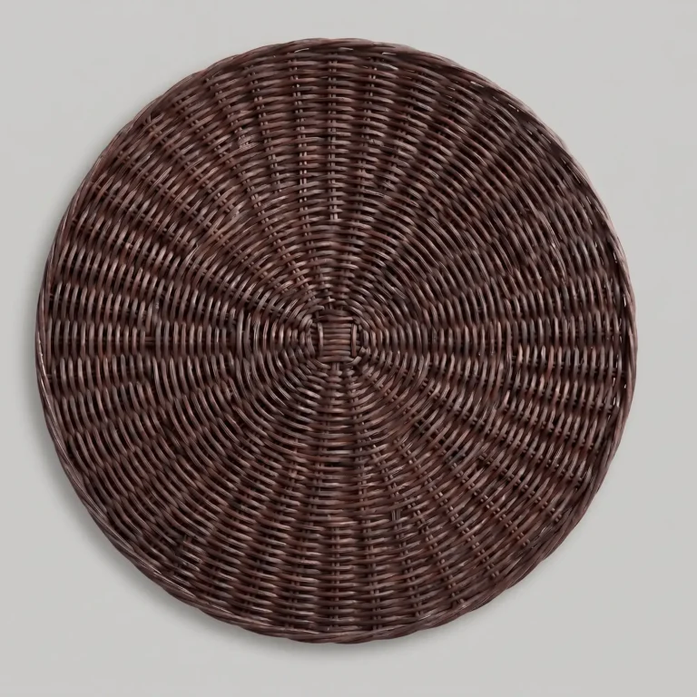 Montecito Round Rattan Placemat in dark brown handwoven rattan