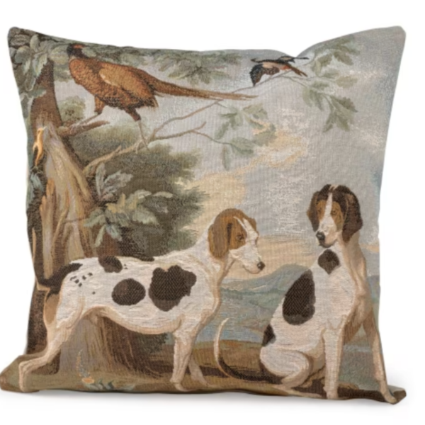 HUNTING DOGS & PHEASANT TAPESTRY PILLOW