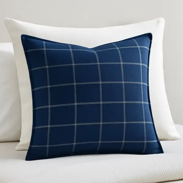Navy Windowpane Linen Euro Pillow (26x26)