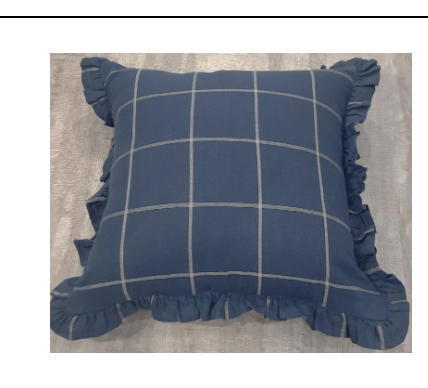 100% LINEN – WOVEN CHECK CUSHION COVER WITH RUFFLES