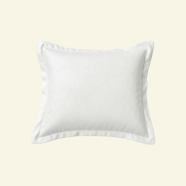 Camellia Ivory Embroidered Cushion