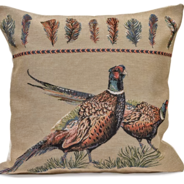 Pair of Pheasants Tapestry Pillow
