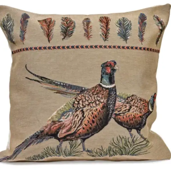 Pair of Pheasants Tapestry Pillow