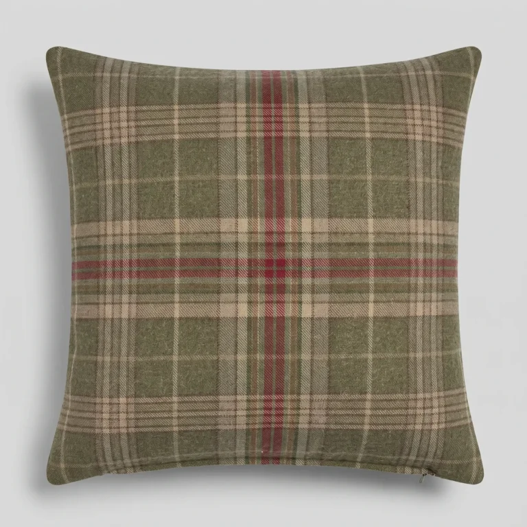 Plaid Woodland Wool Throw Pillow, front view