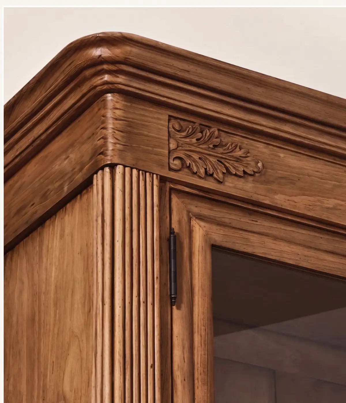 Teak cabinet with hand-rubbed finish detail — Reeva Sethi Home Saratoga