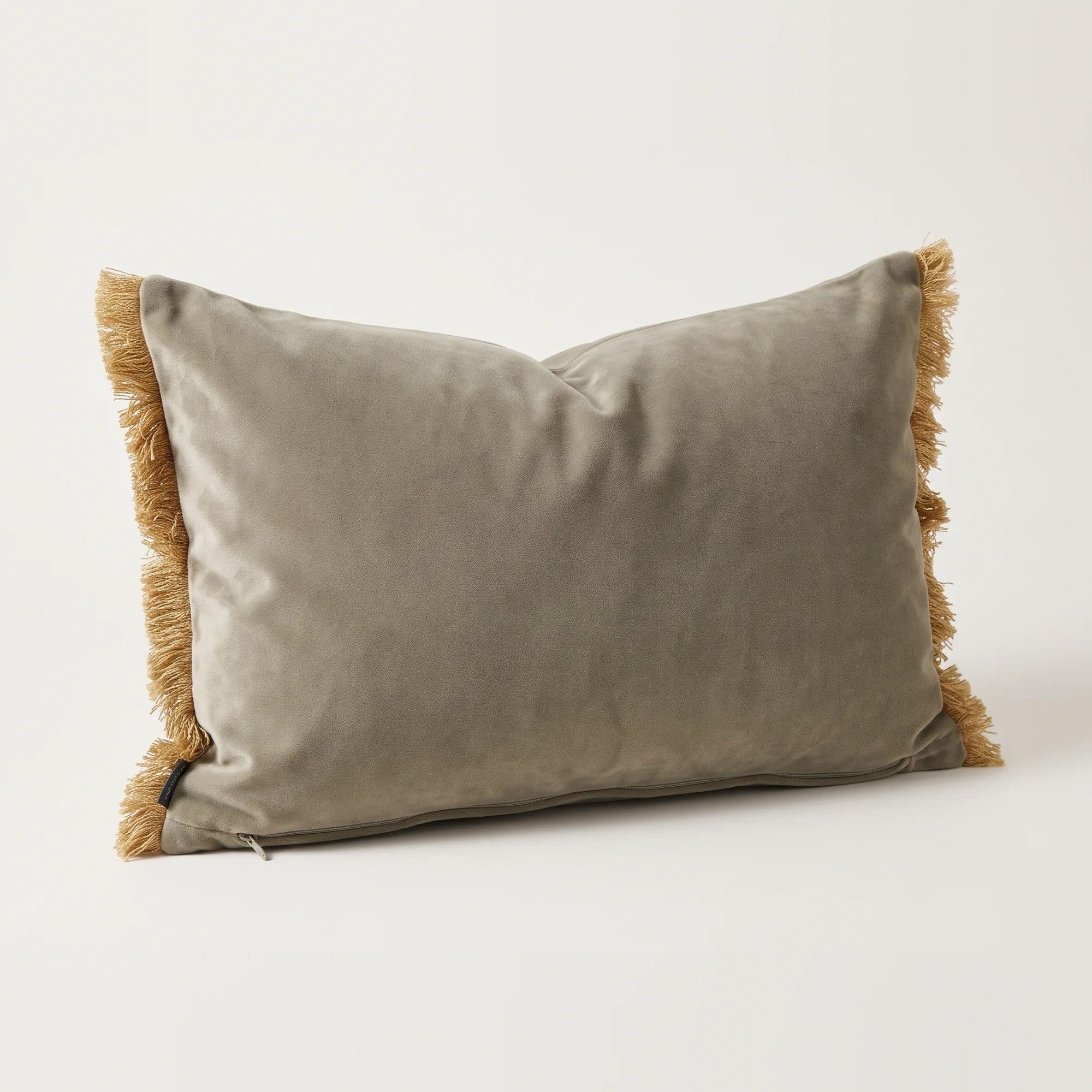 Falkirk Plaid Lumbar Throw Pillow 5 The Falkirk Plaid Lumbar Throw Pillow velvet back with gold knotted fringe on the short sides