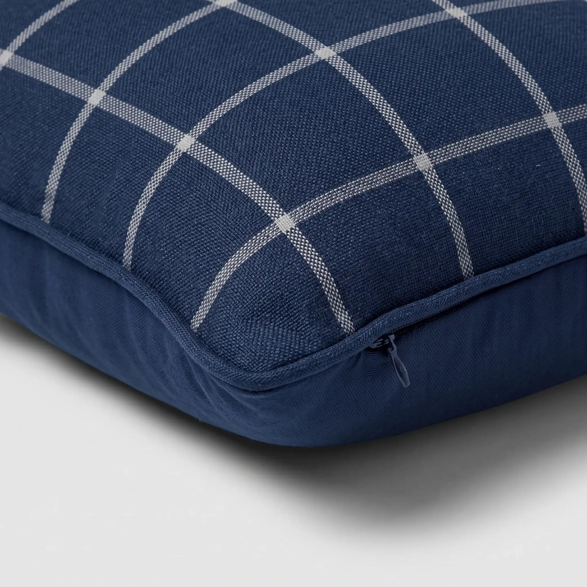 Hadley Navy Windowpane Cotton–Linen Euro Pillow Cover 2 Hadley Navy Windowpane Cotton–Linen Euro Pillow Cover, back view