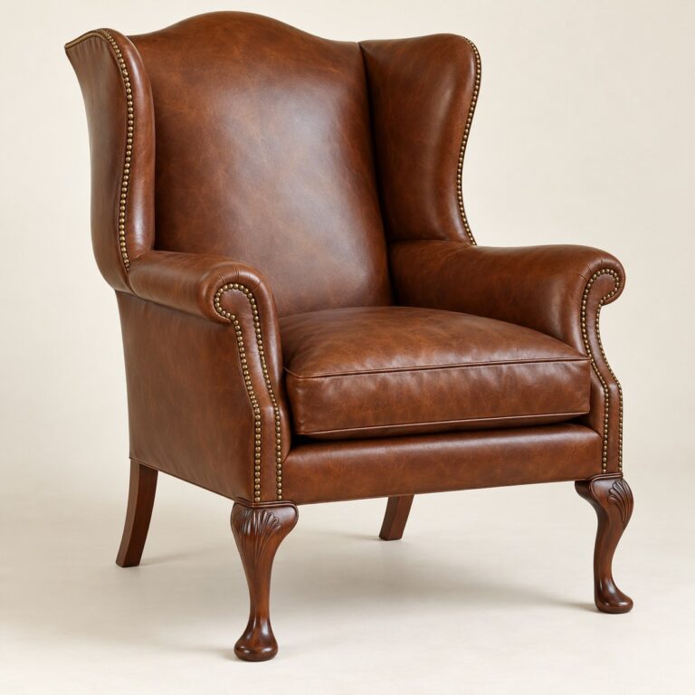 Richmond Leather Wingback Chair by Reeva Sethi Home