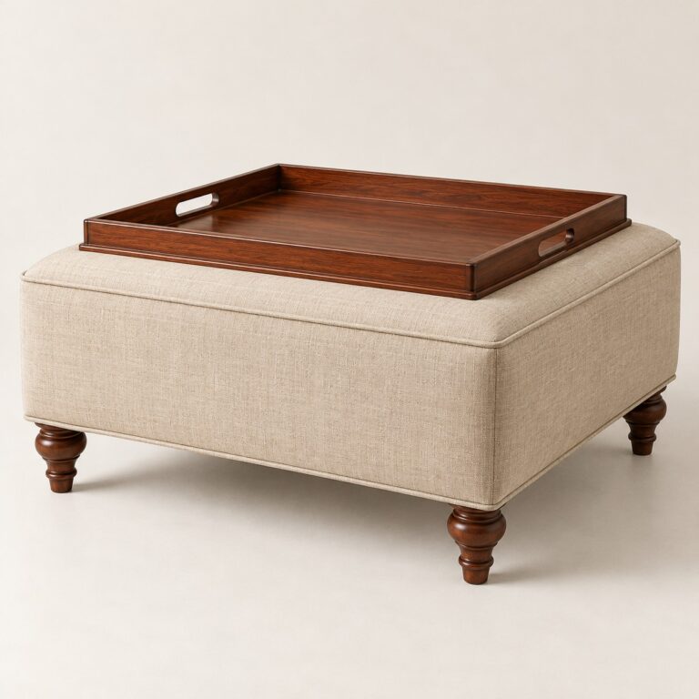 Rendering of the Ludlow Tray Ottoman, made to order by Reeva Sethi Home